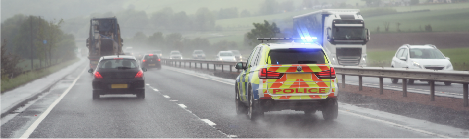 Police car on the motorway