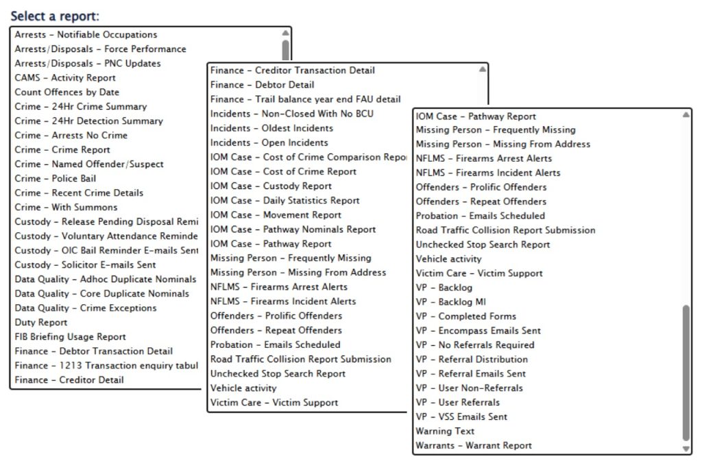 Example Corvus reports
